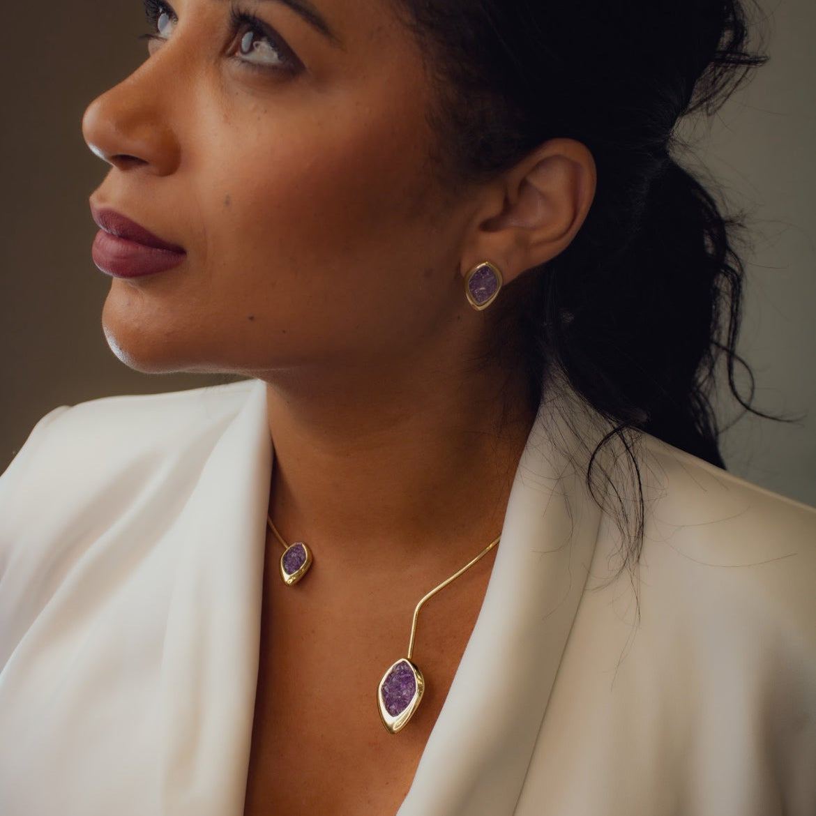 The Amethyst Arc Earrings